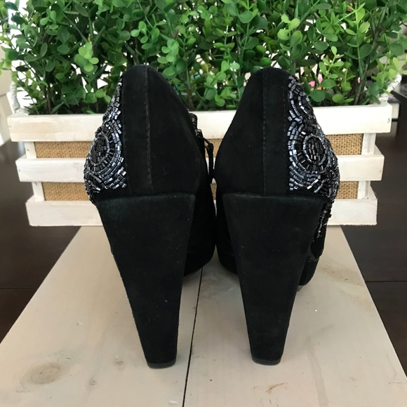 Sam Edelman Una Embellished Black Peep Toe Heels - Picture 5 of 8